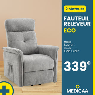 Fauteuil relax releveur Eco - 3 fonctions - 2 moteurs - (Lucien) - Gris foncé