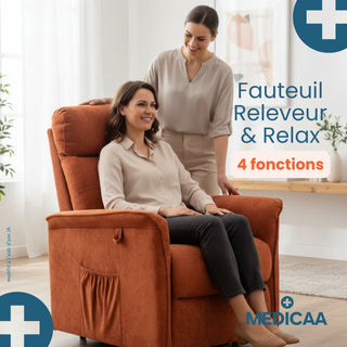 Fauteuil relax releveur 2 fonctions (1 moteur) – Anatole – Rouge