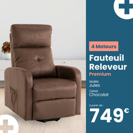 Fauteuil relax releveur 5 fonctions (4 moteurs) – Jules – Chocolat