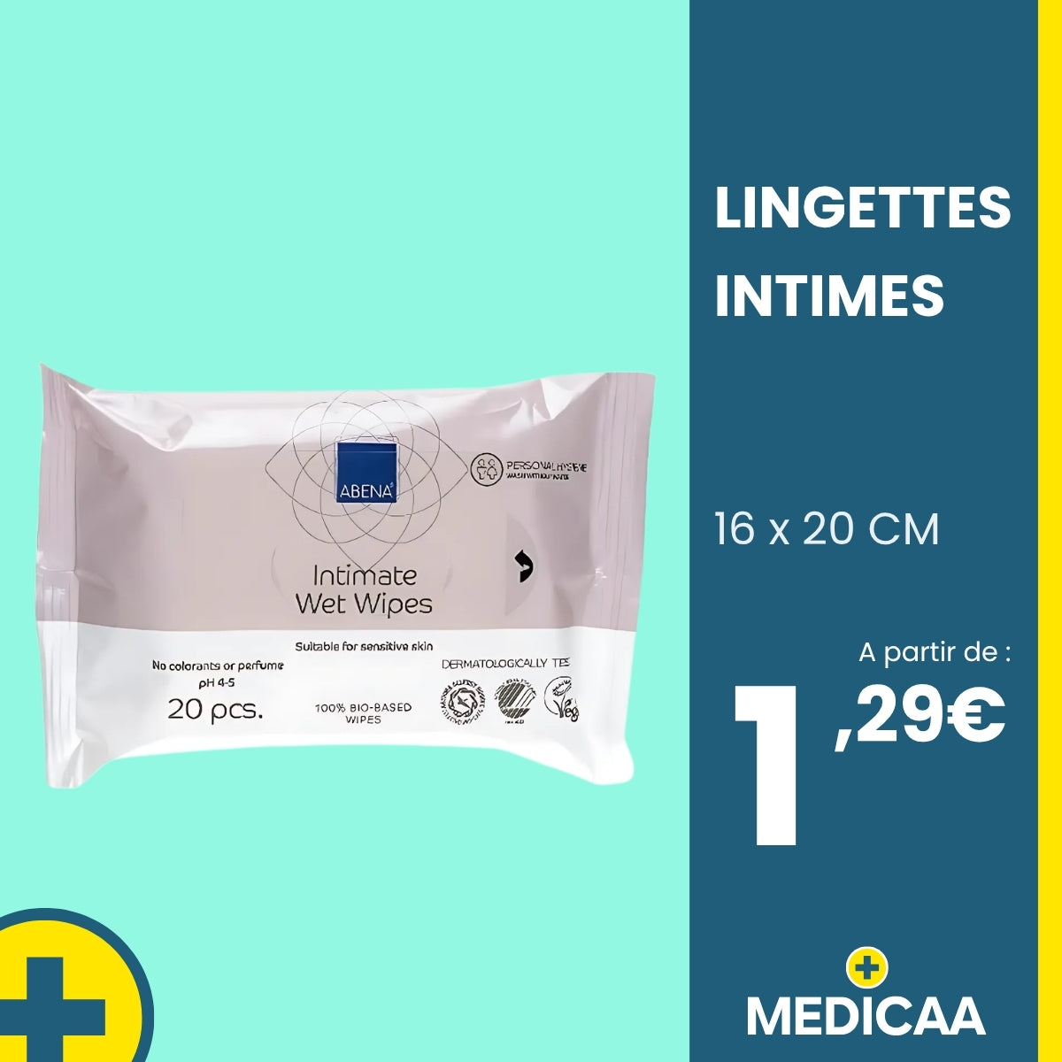 Lingettes Intimes Imprégnées - 16x20cm
