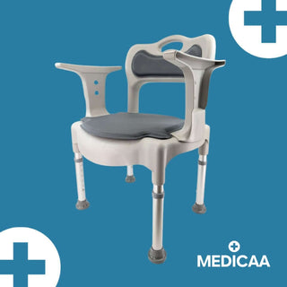Chaise de douche, chaise garde robe et sur-élévateur de toilettes Olivia