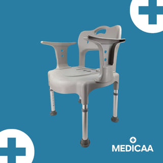 Chaise de douche, chaise garde robe et sur-élévateur de toilettes Olivia