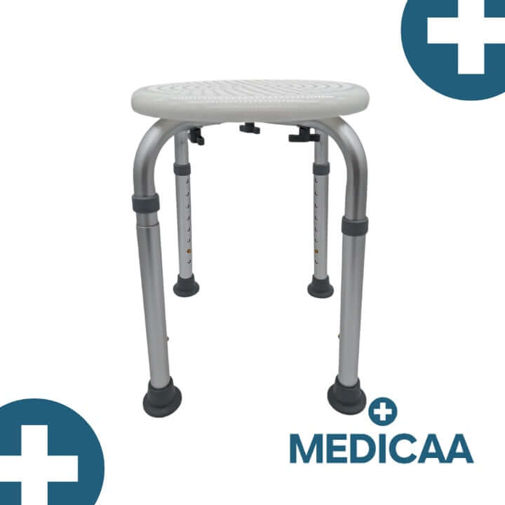 Medicaa tabouret de bain rond pied reglable en hauteur Joe face 