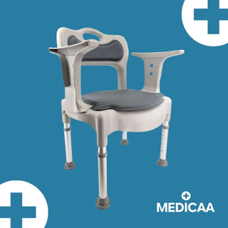 Chaise de douche, chaise garde robe et sur-élévateur de toilettes Olivia