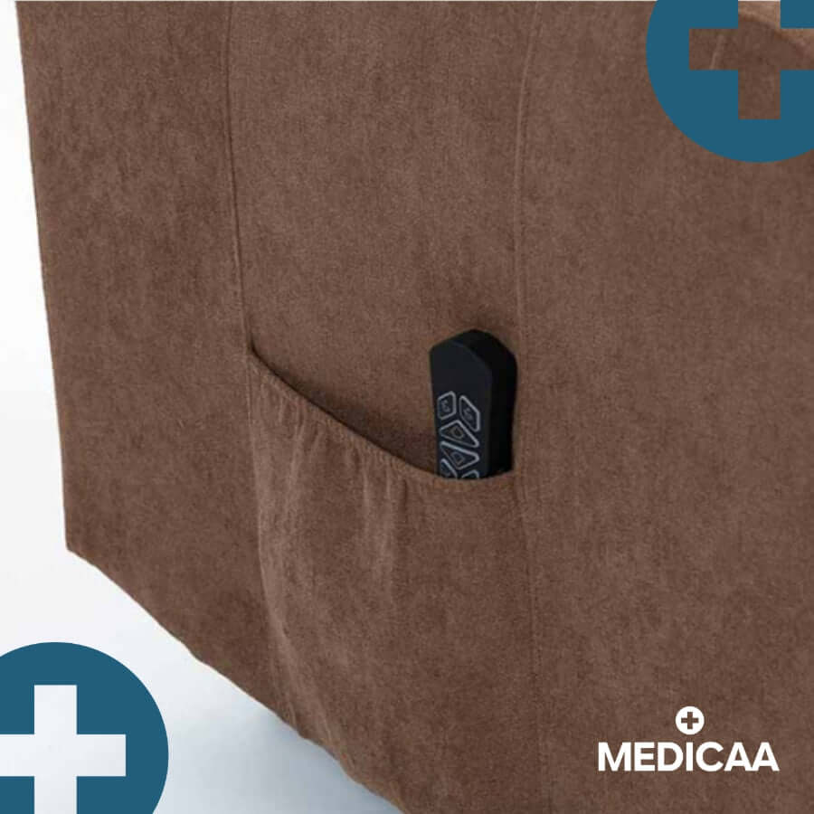Medicaa tranquille emile fauteuil releveur 3 moteurs arthur chocolat detail telecommande poche