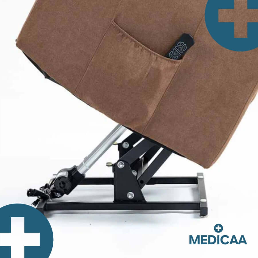 Medicaa tranquille emile fauteuil releveur 3 moteurs arthur chocolat base releveur socle detail