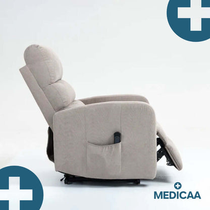 Medicaa Fauteuil releveur relax tranquille emile 3 moteurs gris clair cote semi incline