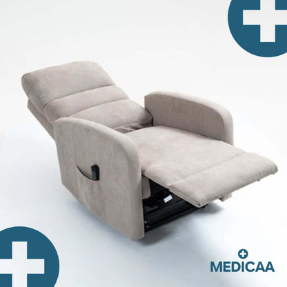 Medicaa Fauteuil releveur relax tranquille emile 3 moteurs gris clair releve jambe dossier incline horizontal