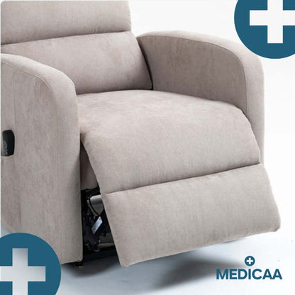 Medicaa Fauteuil releveur relax tranquille emile 3 moteurs gris clair detail releve jambe