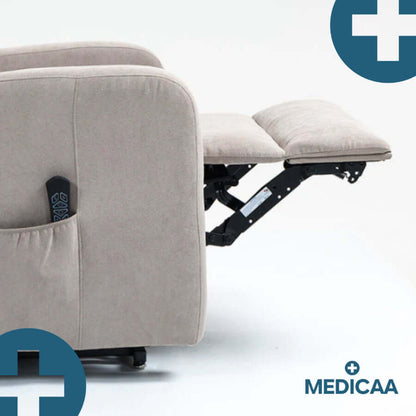 Medicaa Fauteuil releveur relax tranquille emile 3 moteurs gris clair releve jambe horizontal