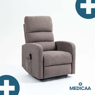 Fauteuil relax releveur 4 fonctions (3 moteurs) – Arthur – Gris Foncé / Marron