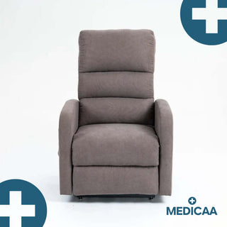 Fauteuil relax releveur 4 fonctions (3 moteurs) – Arthur – Gris Foncé / Marron