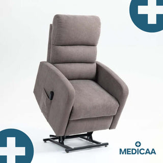 Fauteuil relax releveur 4 fonctions (3 moteurs) – Arthur – Gris Foncé / Marron