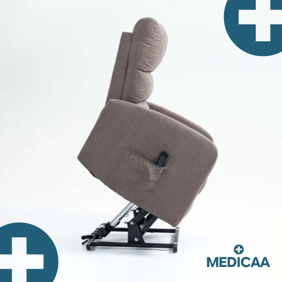 Medicaa Fauteuil releveur relax tranquille emile 3 moteurs gris fonce releveur cote releveur