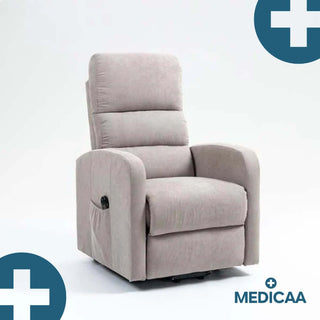 Fauteuil relax releveur 2 fonctions (1 moteur) – Robert – Gris clair / Beige
