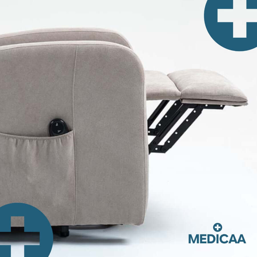 Medicaa fauteuil releveur 1 moteur robert gris clair detail releve jambes