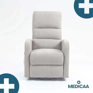 Fauteuil relax releveur 2 fonctions (1 moteur) – Robert – Gris clair / Beige