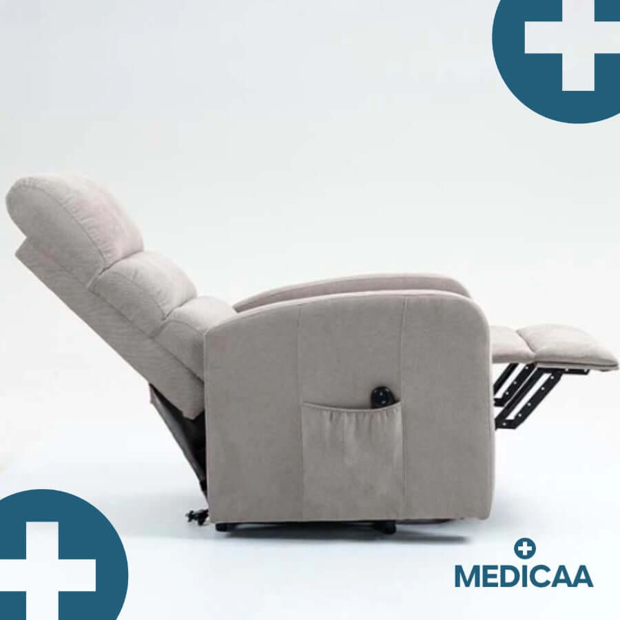 Medicaa fauteuil releveur 1 moteur robert gris clair dossier incline releve jambe leve