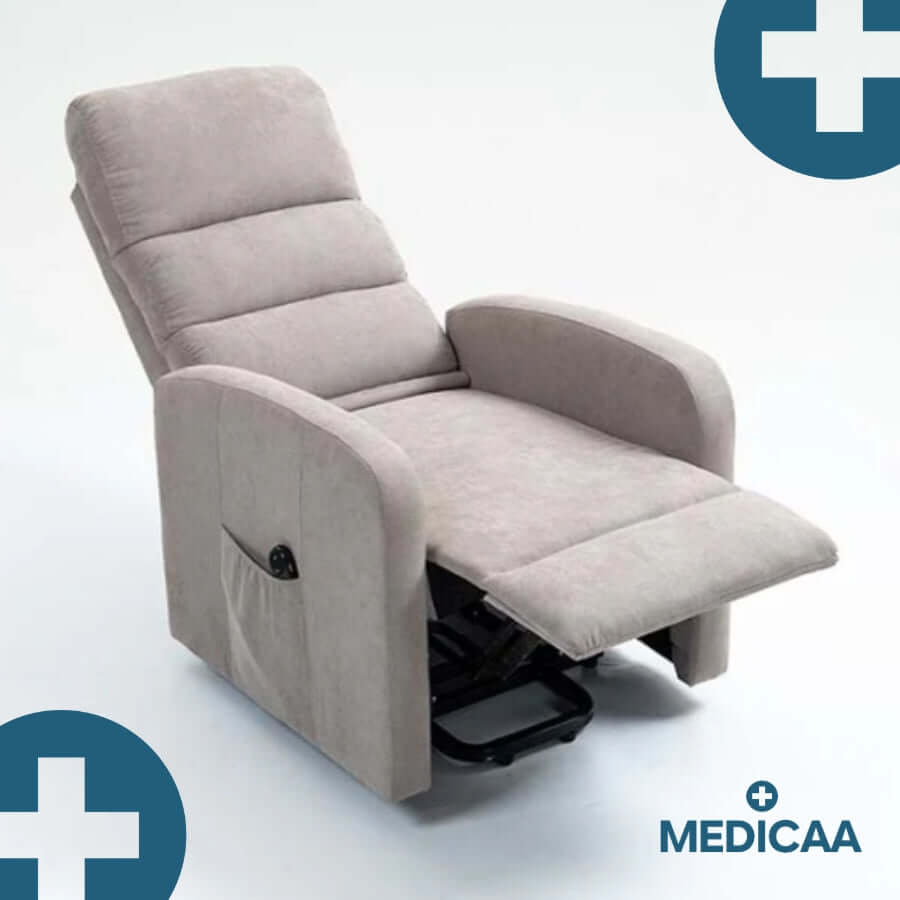 Medicaa fauteuil releveur 1 moteur robert gris clair releve jambes et dossier incline