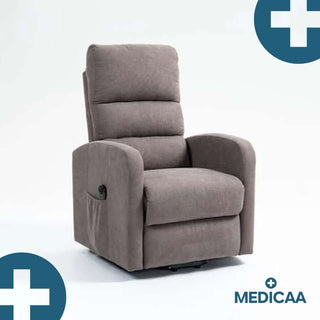 Fauteuil relax releveur 2 fonctions (1 moteur) – Robert – Gris Foncé / Marron