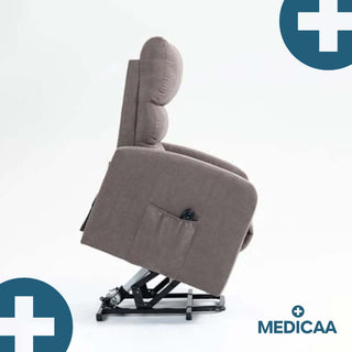 Fauteuil relax releveur 3 fonctions (2 moteurs) – Denis – Gris Foncé / Marron