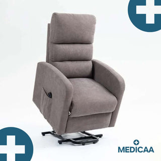 Fauteuil relax releveur 2 fonctions (1 moteur) – Robert – Gris Foncé / Marron