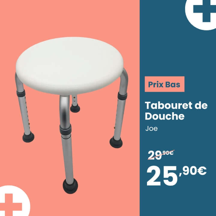 Medicaa tabouret de bain rond pied reglable en hauteur Joe prix