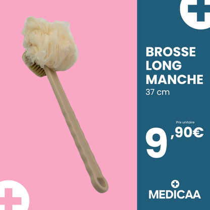 Brosse Double Face avec Eponge Long Manche en Plastique 37cm