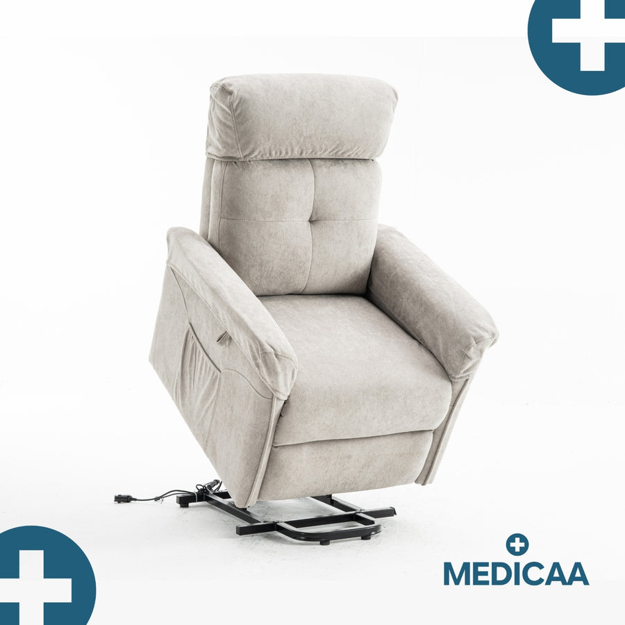 Fauteuil Releveur Premium - 1 Moteur - Gris Clair - Modèle Anatole - Tranquille Émile