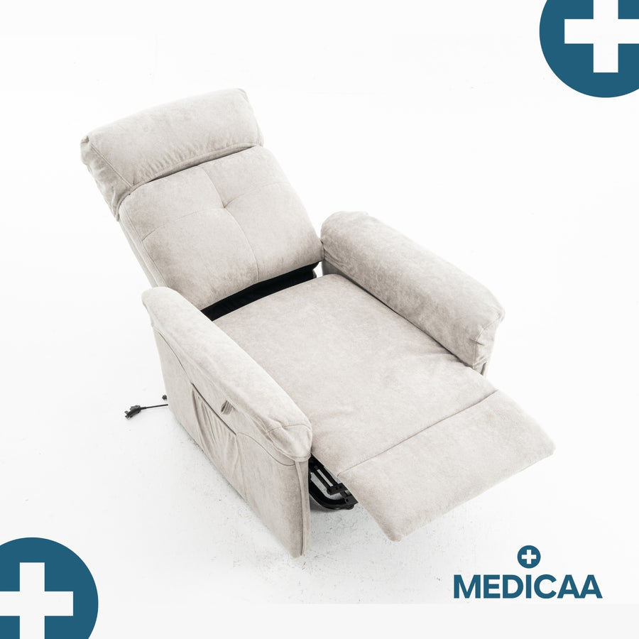 Fauteuil Releveur Premium - 1 Moteur - Gris Clair - Modèle Anatole - Tranquille Émile