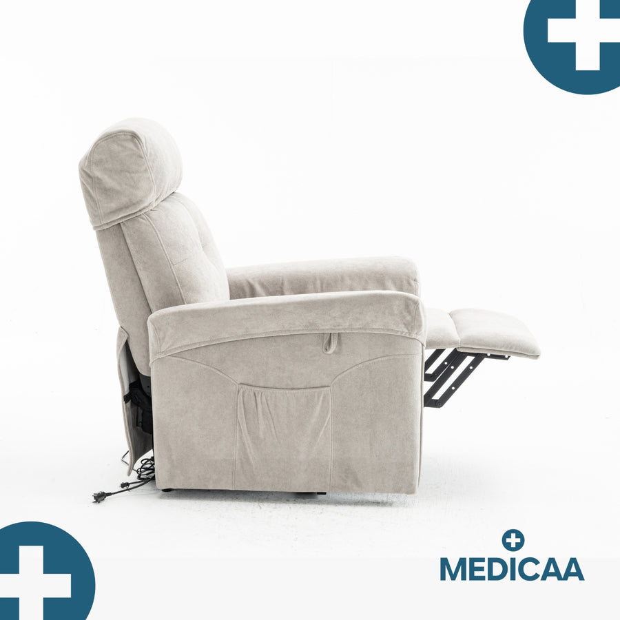 Fauteuil Releveur Premium - 1 Moteur - Gris Clair - Modèle Anatole - Tranquille Émile