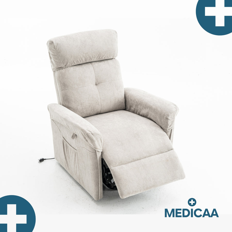 Fauteuil Releveur Premium - 1 Moteur - Gris Clair - Modèle Anatole - Tranquille Émile