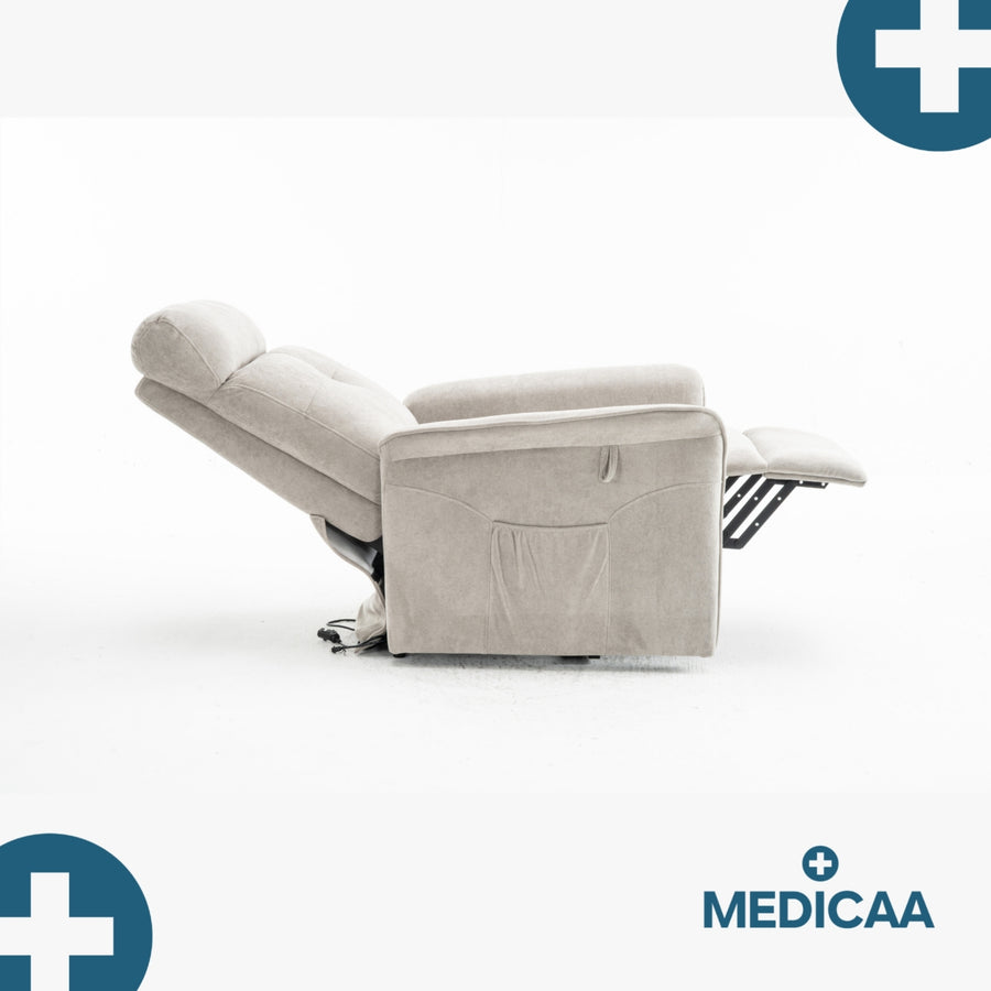 Fauteuil Releveur Premium - 1 Moteur - Gris Clair - Modèle Anatole - Tranquille Émile