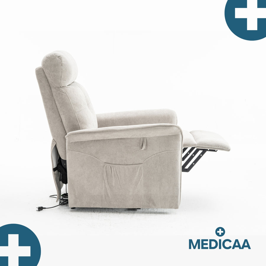Fauteuil Releveur Premium - 1 Moteur - Gris Clair - Modèle Anatole - Tranquille Émile