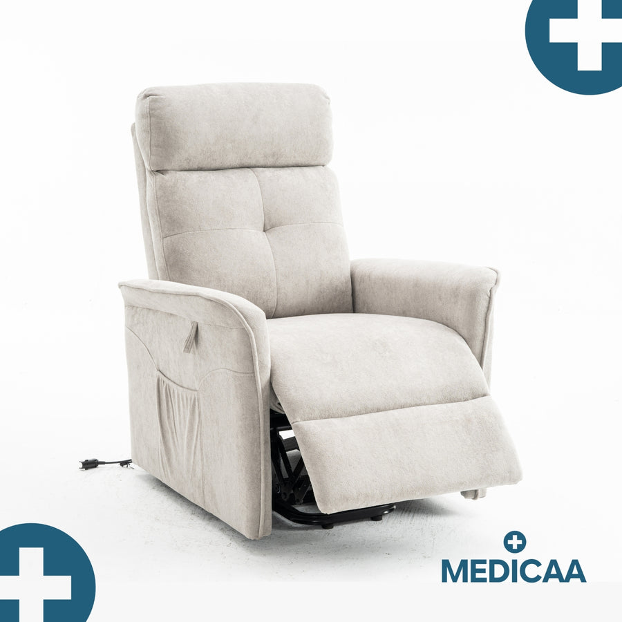 Fauteuil Releveur Premium - 1 Moteur - Gris Clair - Modèle Anatole - Tranquille Émile