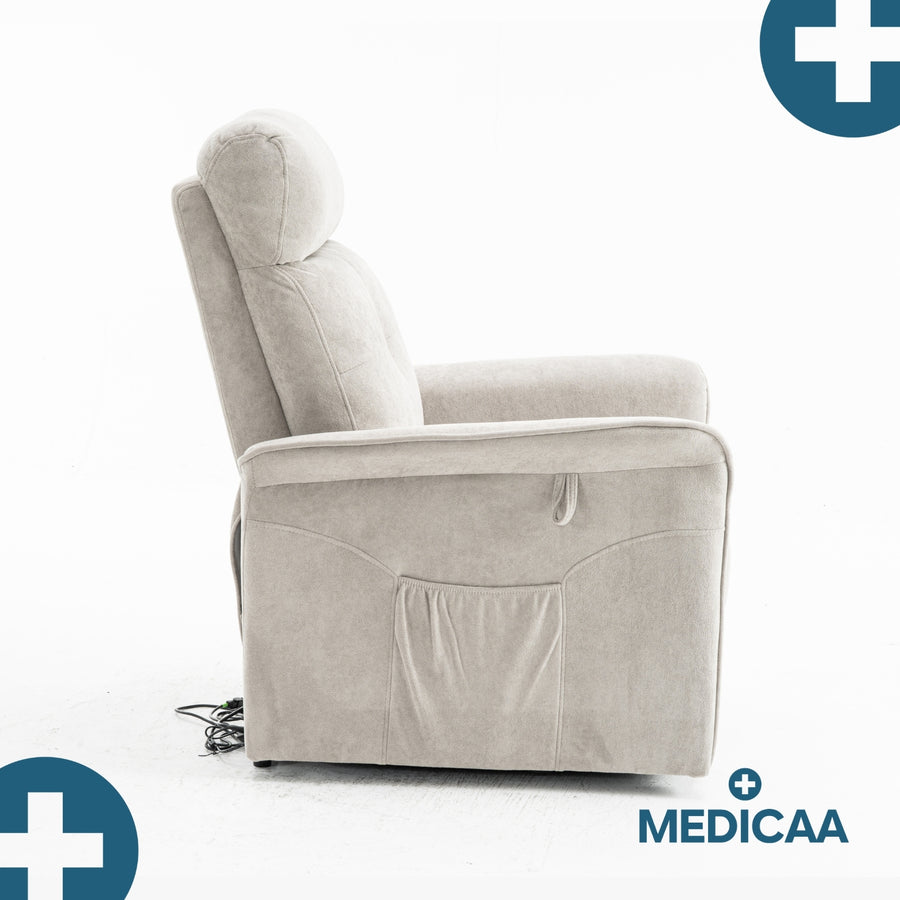 Fauteuil Releveur Premium - 1 Moteur - Gris Clair - Modèle Anatole - Tranquille Émile