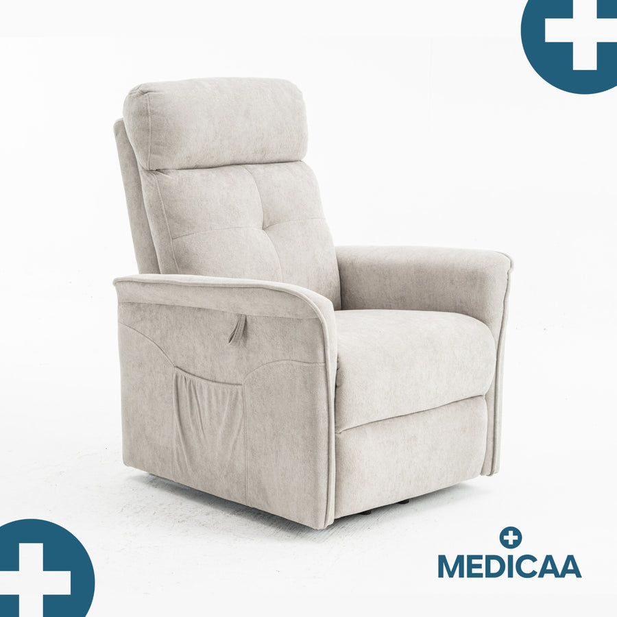 Fauteuil Releveur Premium - 1 Moteur - Gris Clair - Modèle Anatole - Tranquille Émile