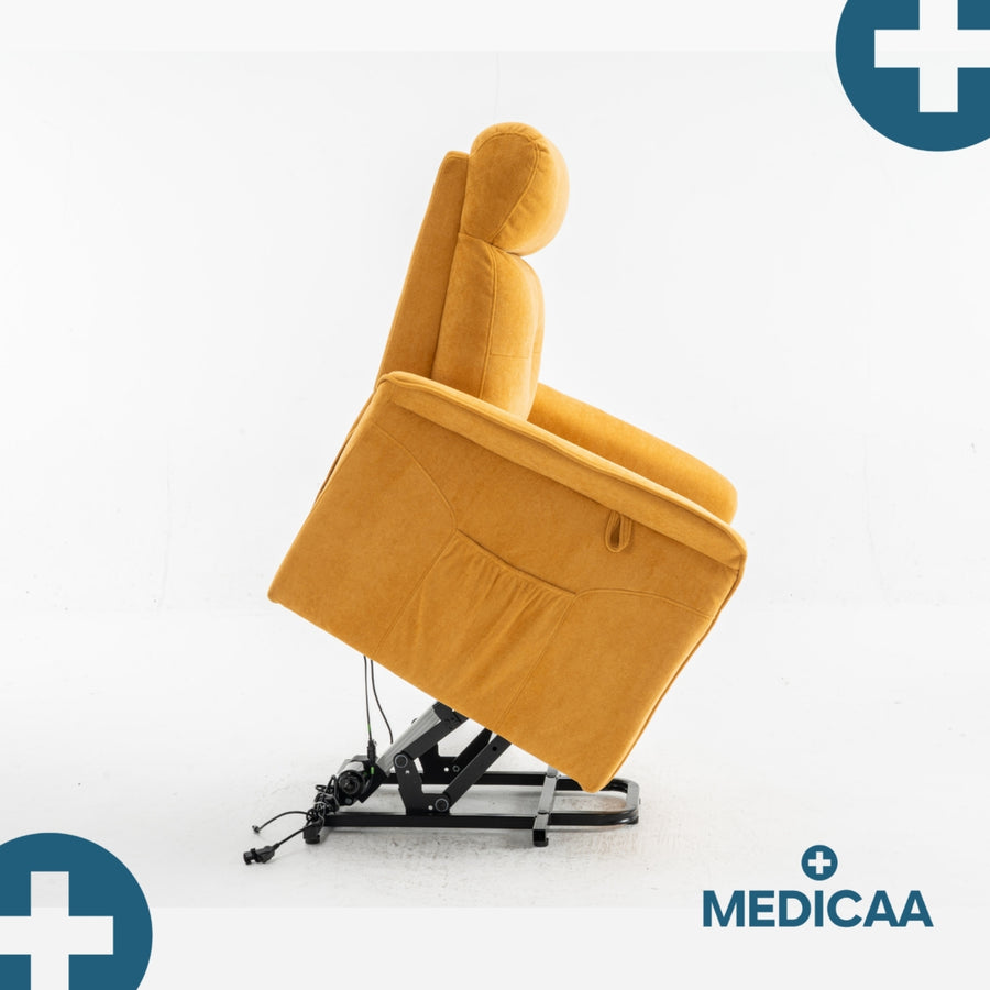 Fauteuil Releveur Premium - 1 Moteur - Jaune - Modèle Anatole - Tranquille Émile