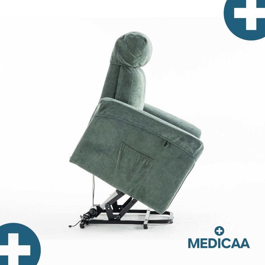 Fauteuil Releveur Premium - 1 Moteur - Vert - Modèle Anatole - Tranquille Émile