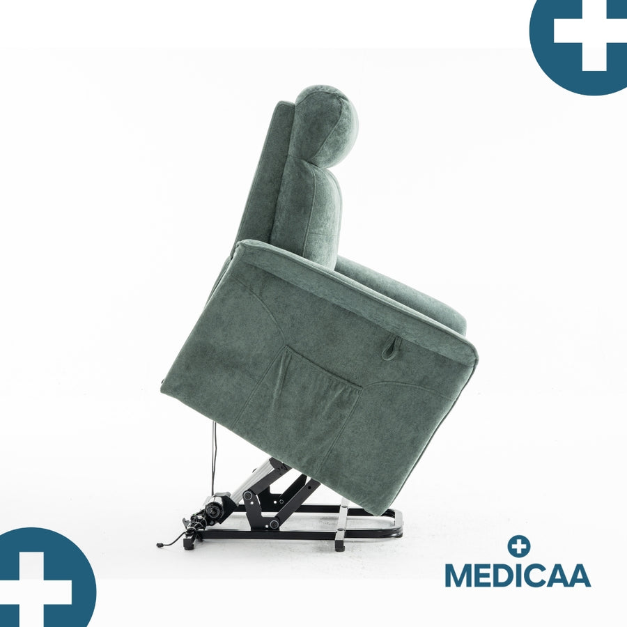 Fauteuil Releveur Premium - 1 Moteur - Vert - Modèle Anatole - Tranquille Émile