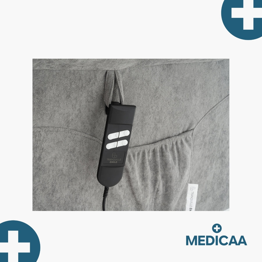 Medicaa fauteuil releveur 2 moteurs gamme eco model lucien coloris gris fonce marque tranquille emile