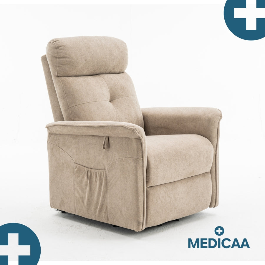 Medicaa fauteuil releveur 2 moteurs gamme premium modele fernand coloris beige marque tranquille emile