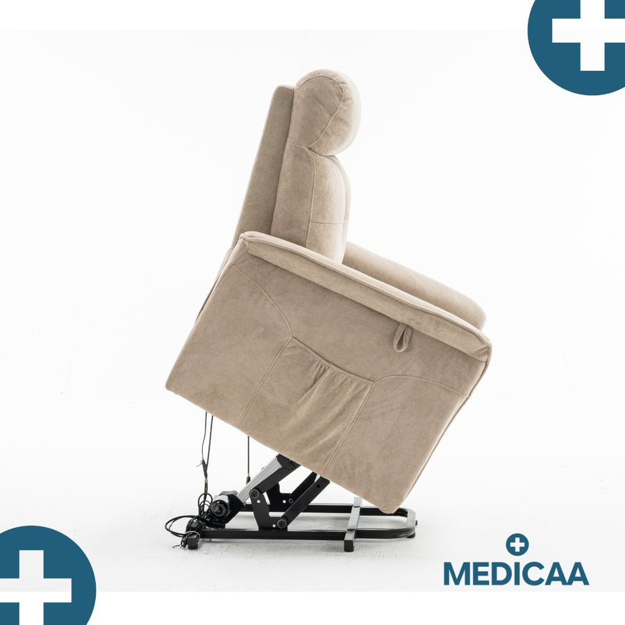 Medicaa fauteuil releveur 2 moteurs gamme premium modele fernand coloris beige marque tranquille emile