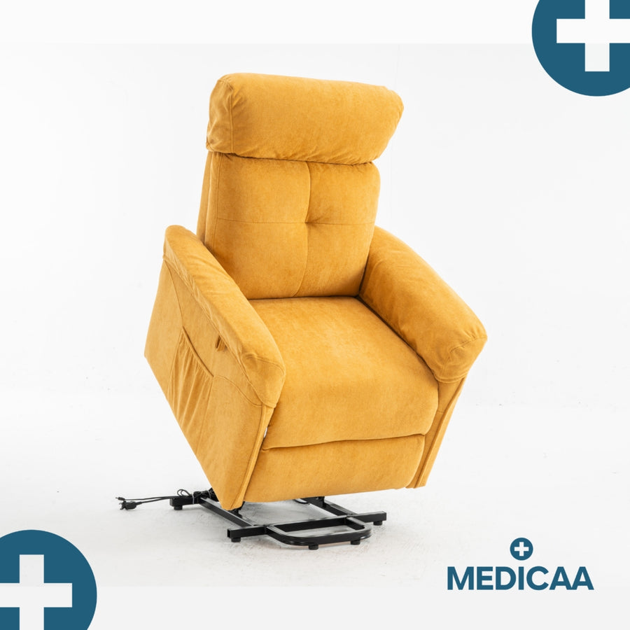 Fauteuil relax releveur 3 fonctions (2 moteurs) – Fernand – Jaune
