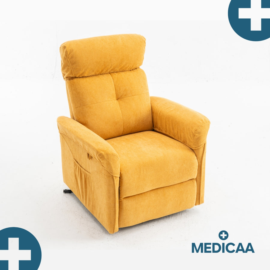 Fauteuil relax releveur 3 fonctions (2 moteurs) – Fernand – Jaune