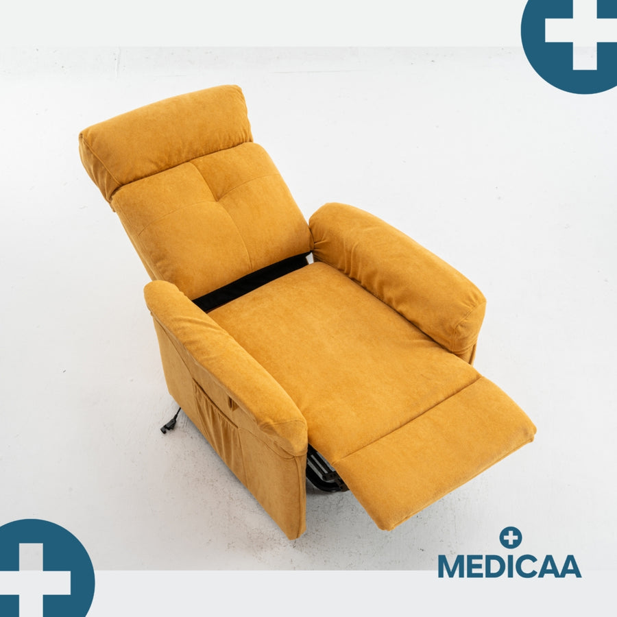 Fauteuil relax releveur 3 fonctions (2 moteurs) – Fernand – Jaune