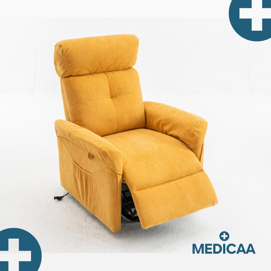 Fauteuil relax releveur 3 fonctions (2 moteurs) – Fernand – Jaune