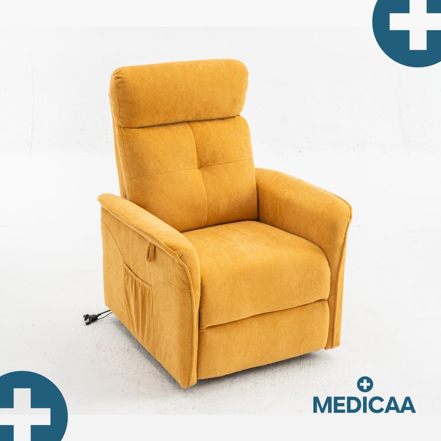 Fauteuil relax releveur 3 fonctions (2 moteurs) – Fernand – Jaune