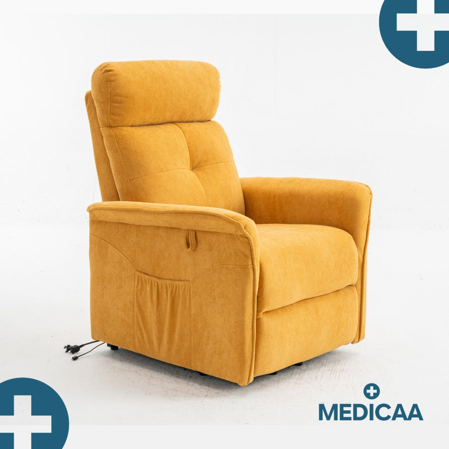 Fauteuil relax releveur 3 fonctions (2 moteurs) – Fernand – Jaune