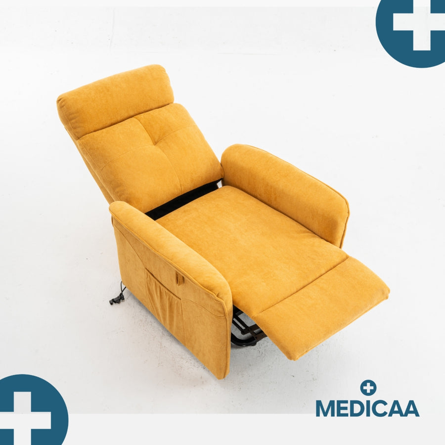 Fauteuil relax releveur 3 fonctions (2 moteurs) – Fernand – Jaune